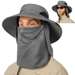 SUN CUBE fishing hat with face mask and neck flap for sun protection on outdoor trips.