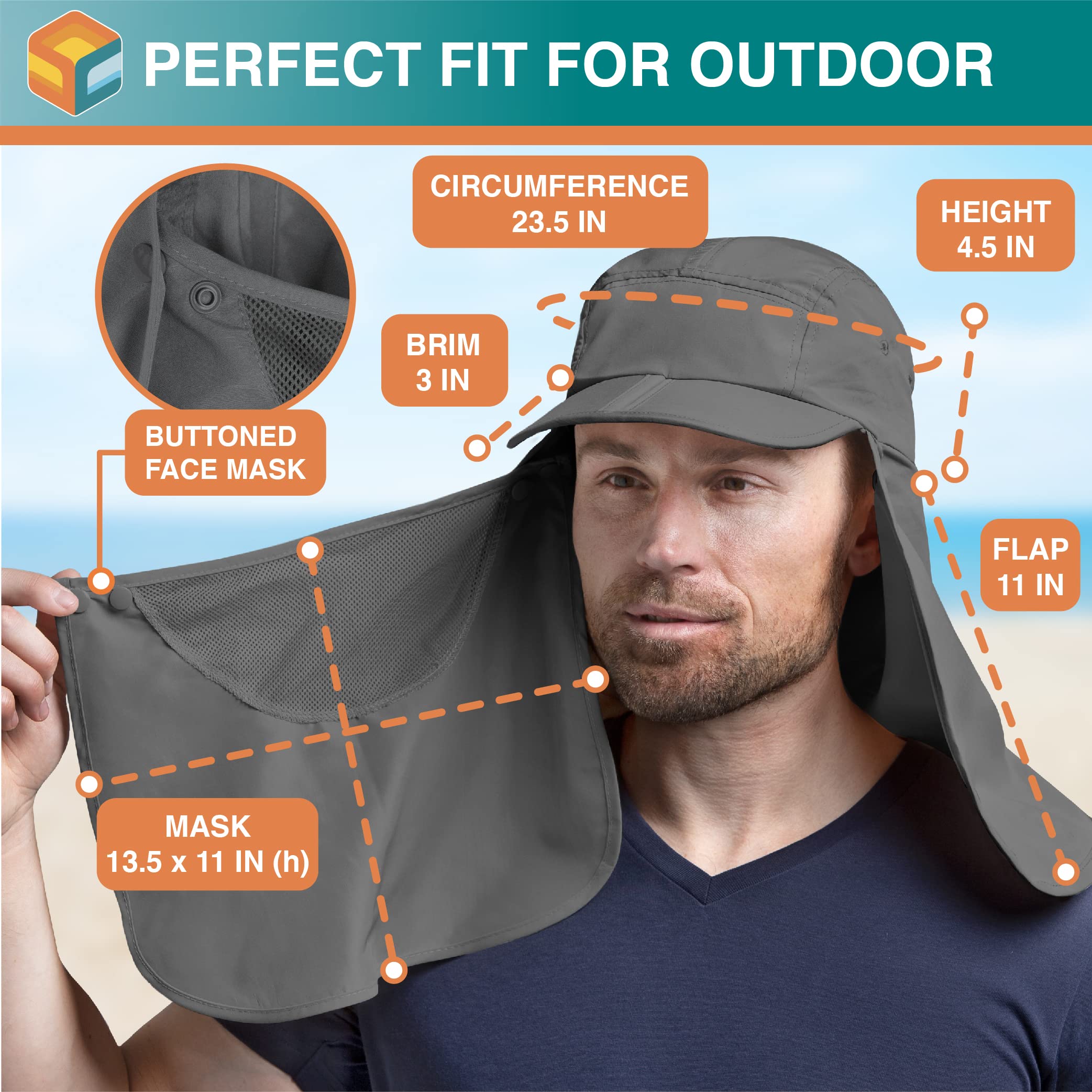 SUN CUBE Fishing Sun Hat quick-dry polyester wicks moisture during activity.