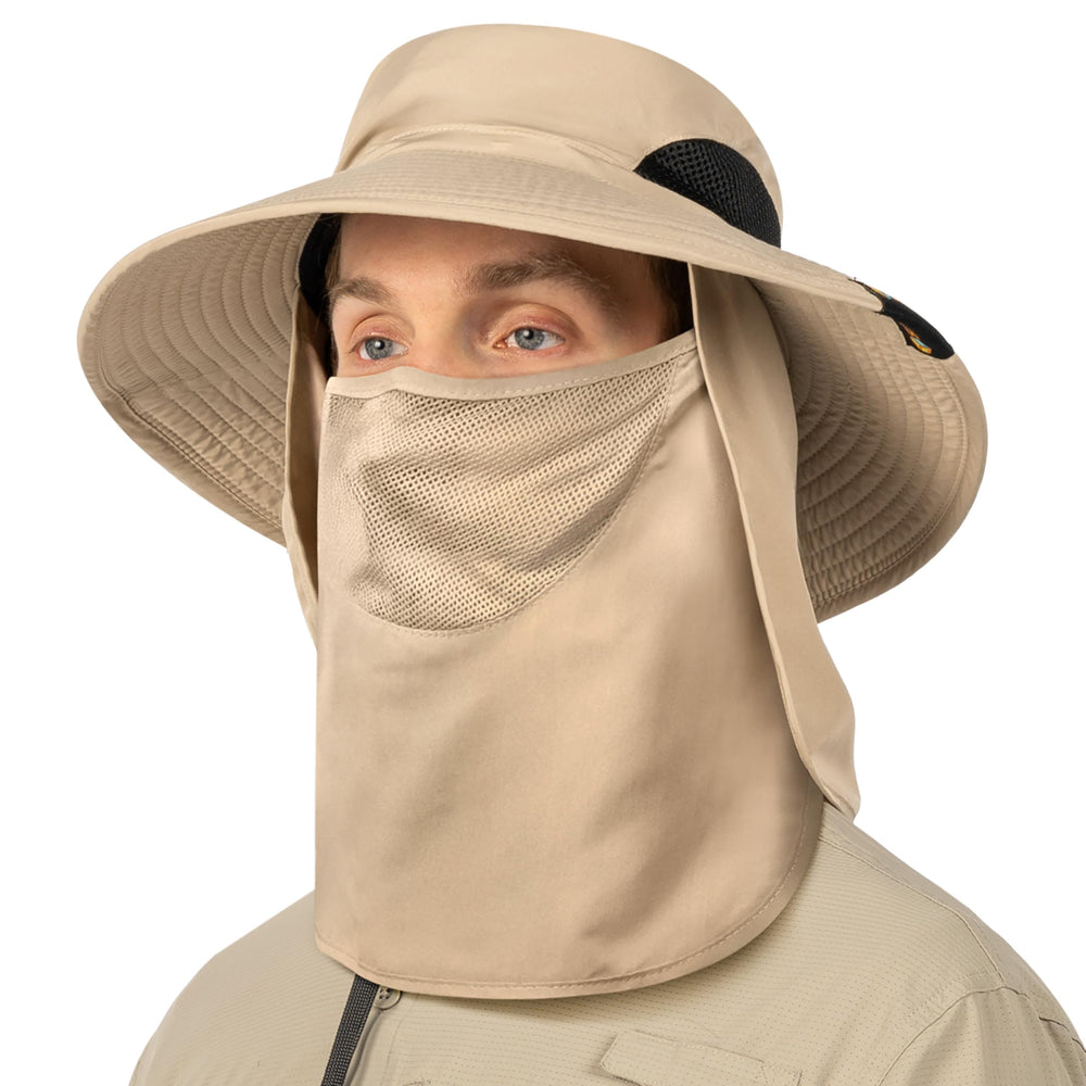 SUN CUBE Hat with adjustable chin strap stays secure on windy days.