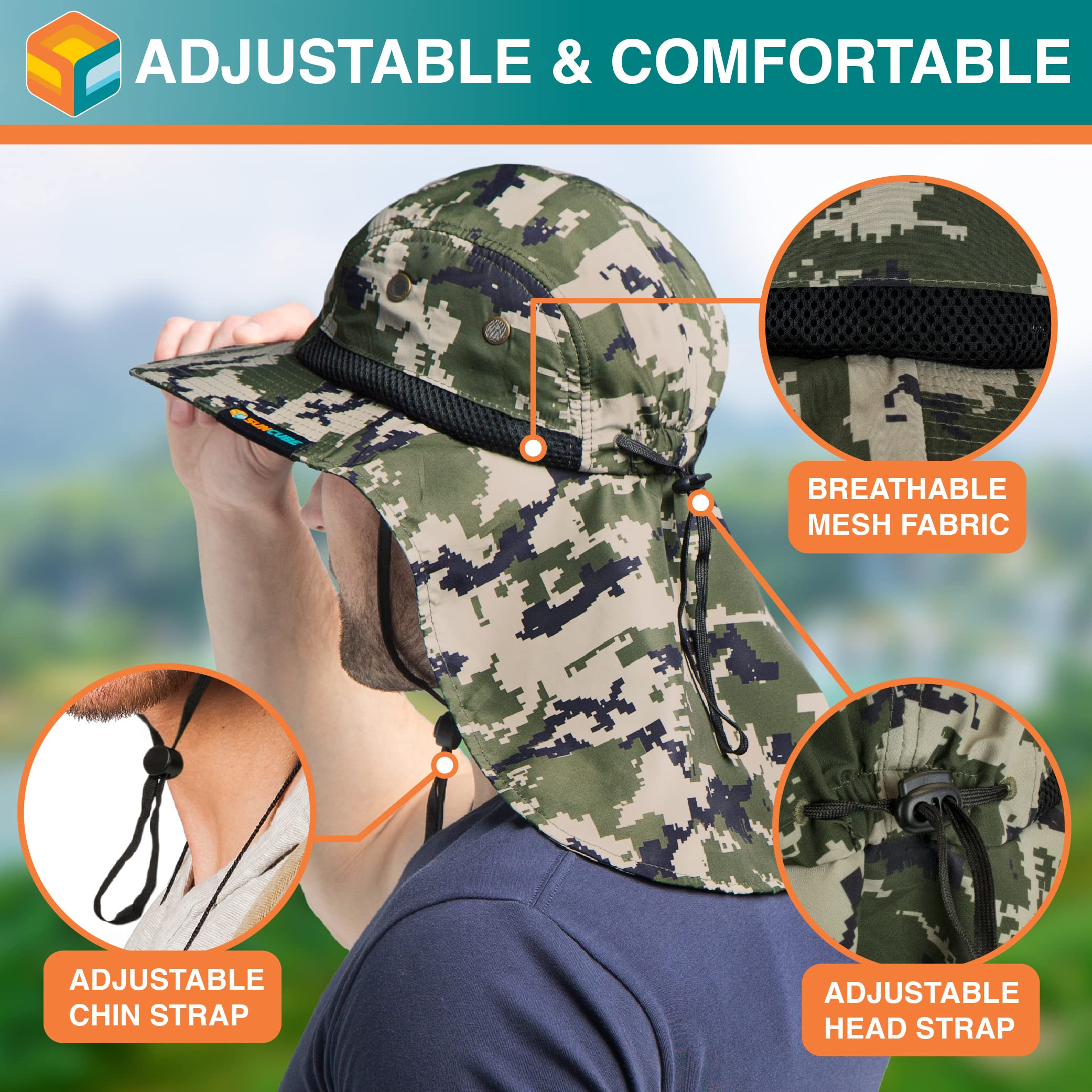 Sun Cube fishing hat with wide brim for all-day shade.