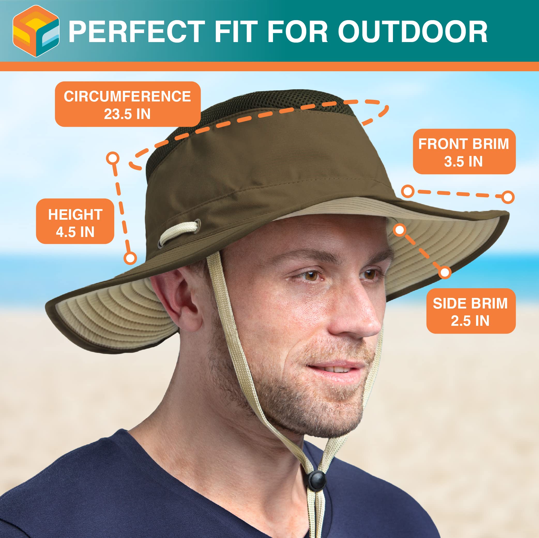 SUN CUBE safari hat with hidden pocket for essentials
