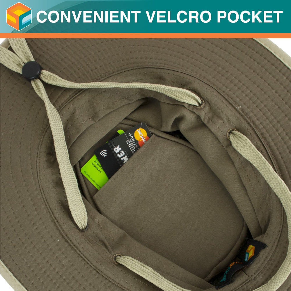 Sun Cube hidden velcro pocket hat for keys and cards