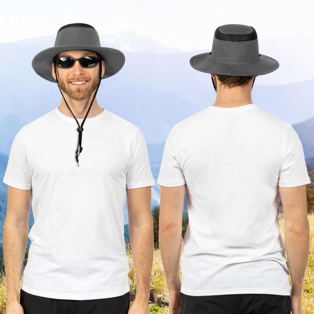 SUN CUBE hiking boonie hat features an adjustable chin strap for secure fit.