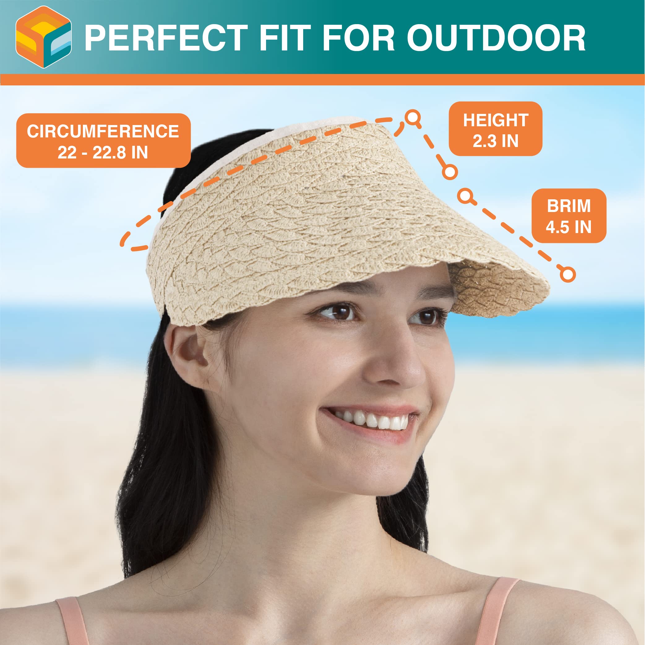 Large brim shade from SUN CUBE straw hat for face and neck protection