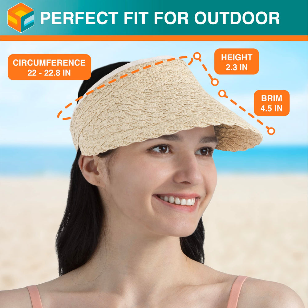 Large brim shade from SUN CUBE straw hat for face and neck protection