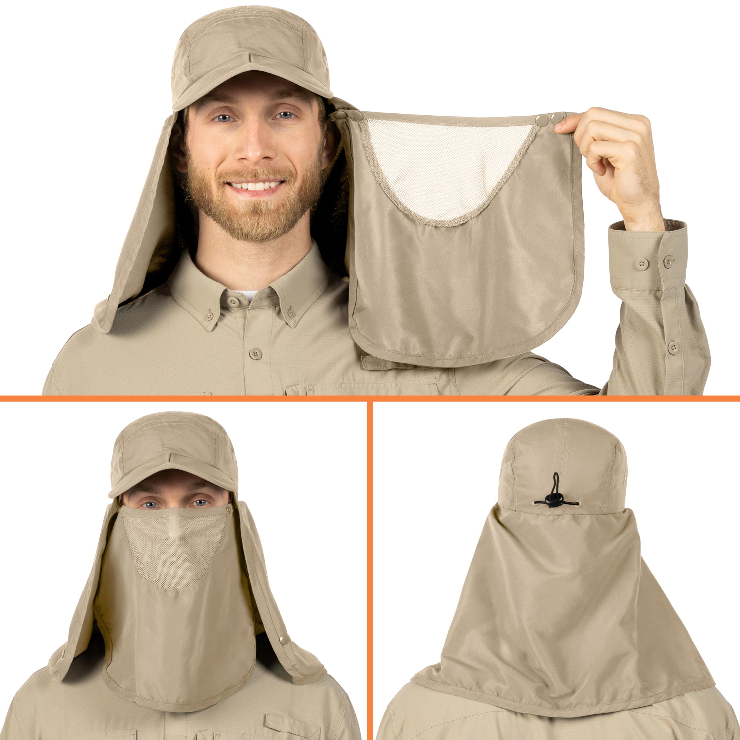 SUN CUBE hat neck flap provides extra coverage on sunny trails