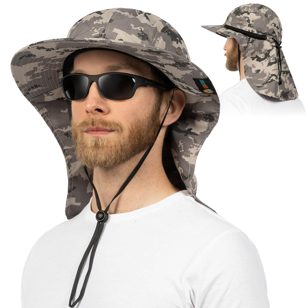 SUN CUBE neck flap coverage protects neck on sunny days.