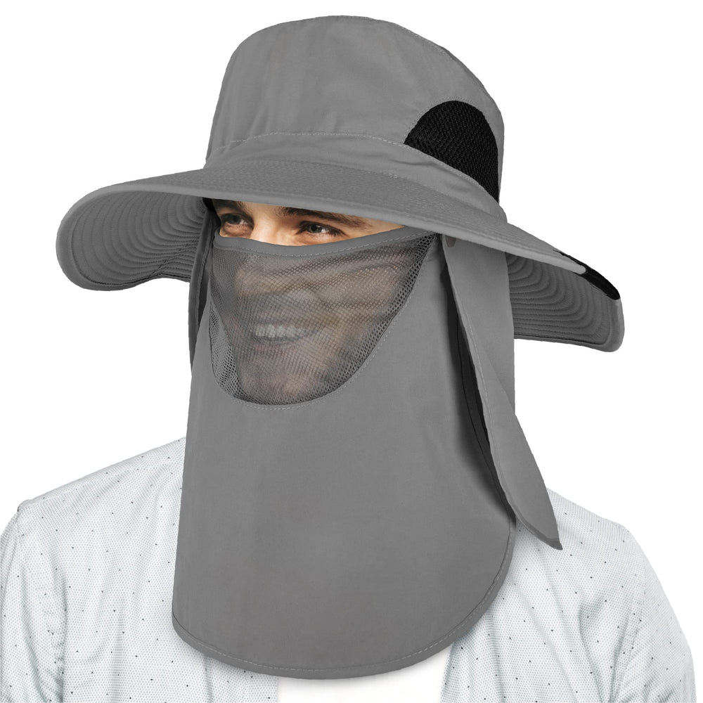 SUN CUBE neck flap shields neck and ears during long hikes.