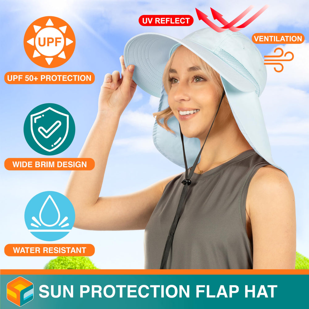 SUN CUBE hat with neck flap delivers extended sun protection during gardening.