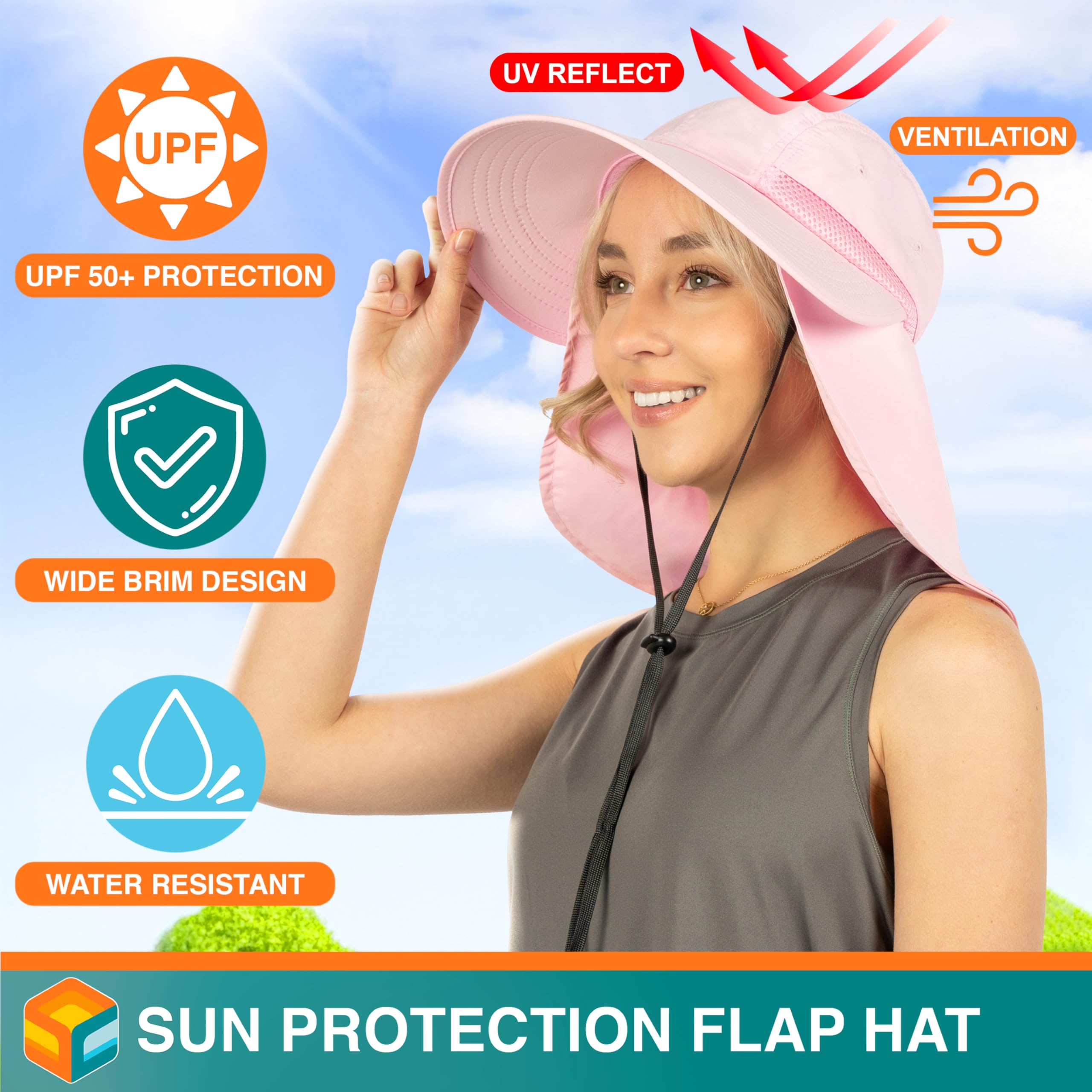 SUN CUBE neck flap gardening hat protects neck from sun exposure