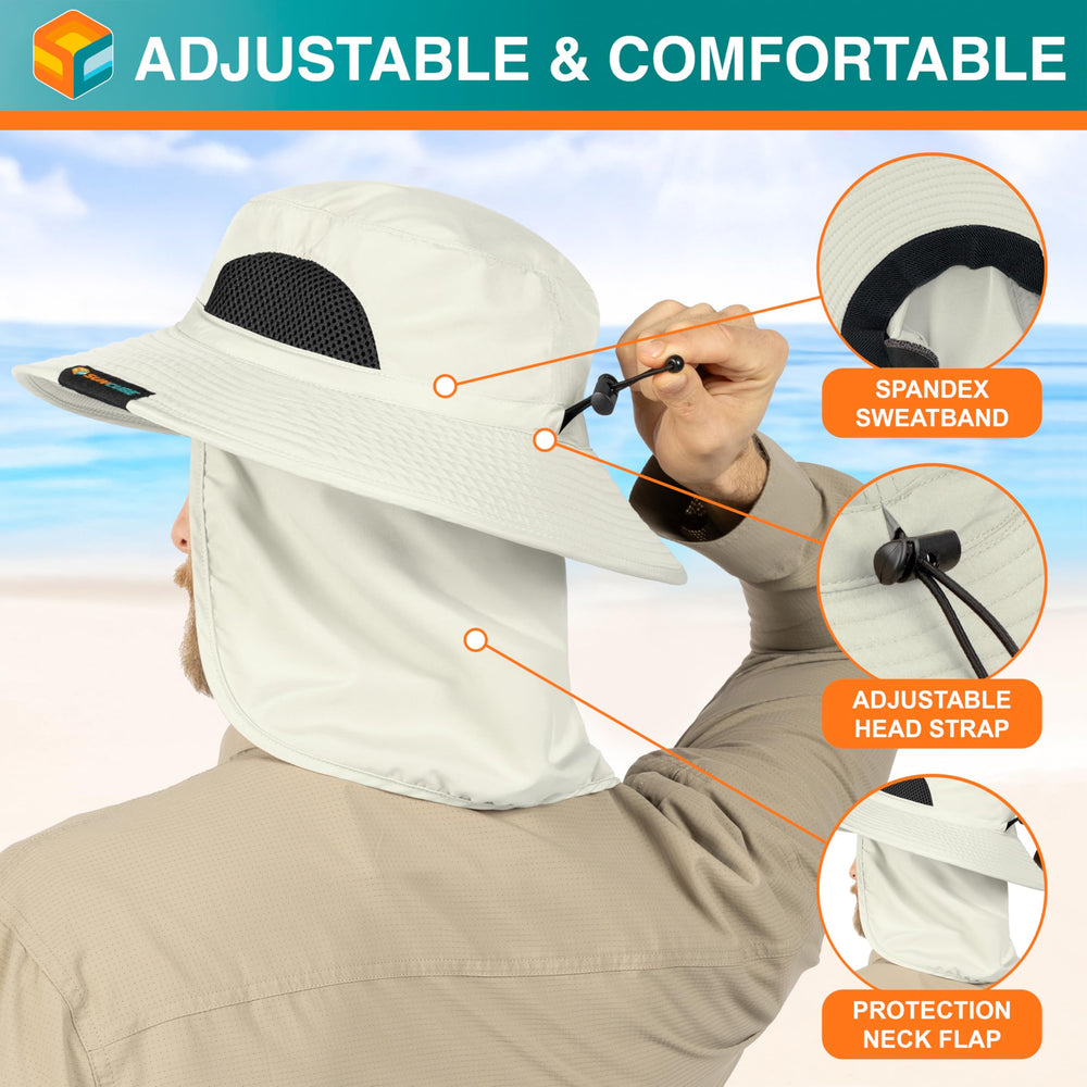 SUN CUBE neck flap design shields neck and ears during hikes