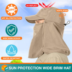SUN CUBE hat with removable face cover for customizable protection