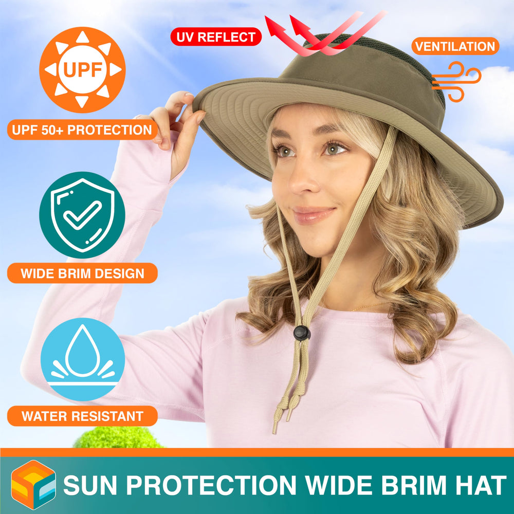 SUN CUBE safari hat with adjustable chin strap for secure fit