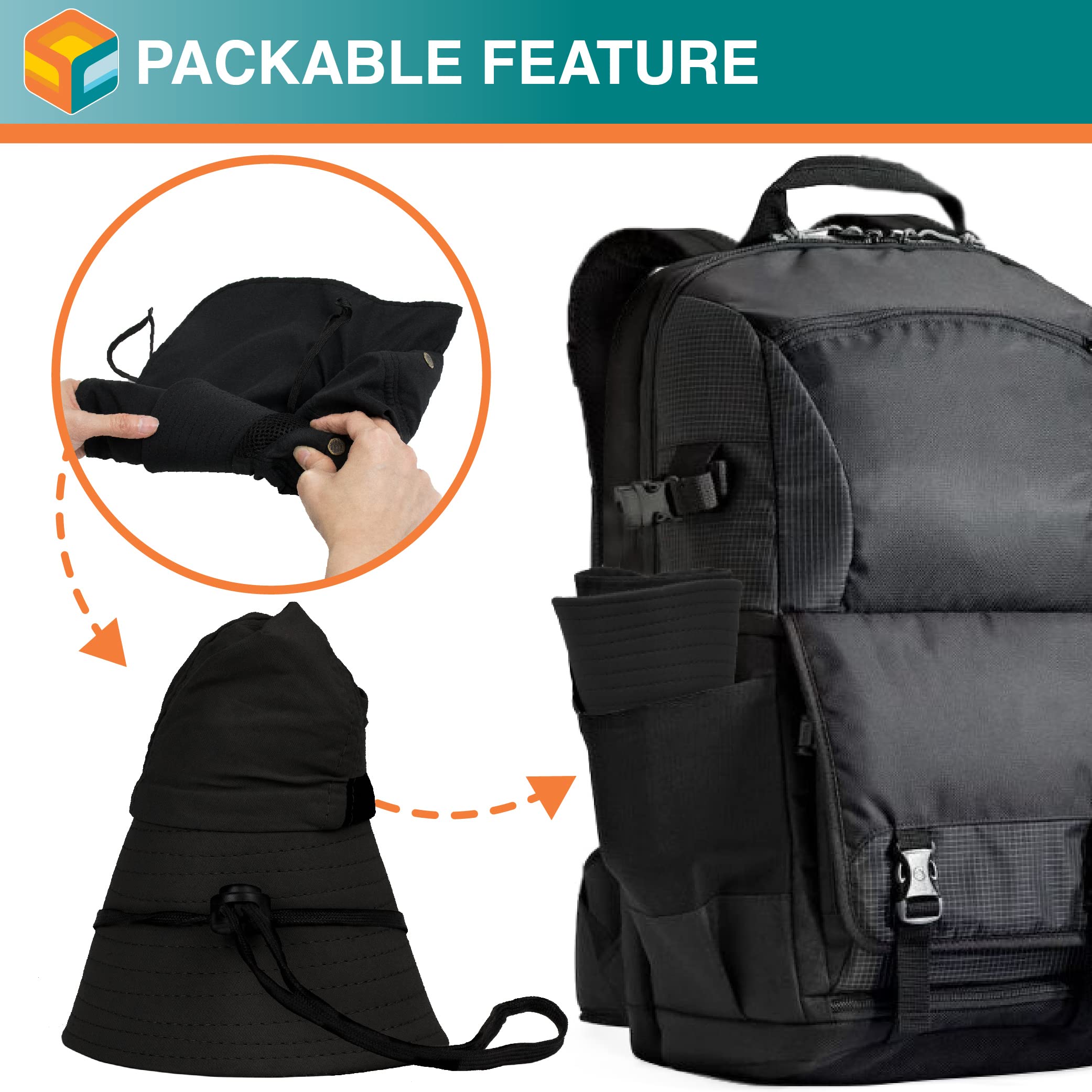 SUN CUBE Sun Hat adjustable chin strap keeps it secure on windy days.