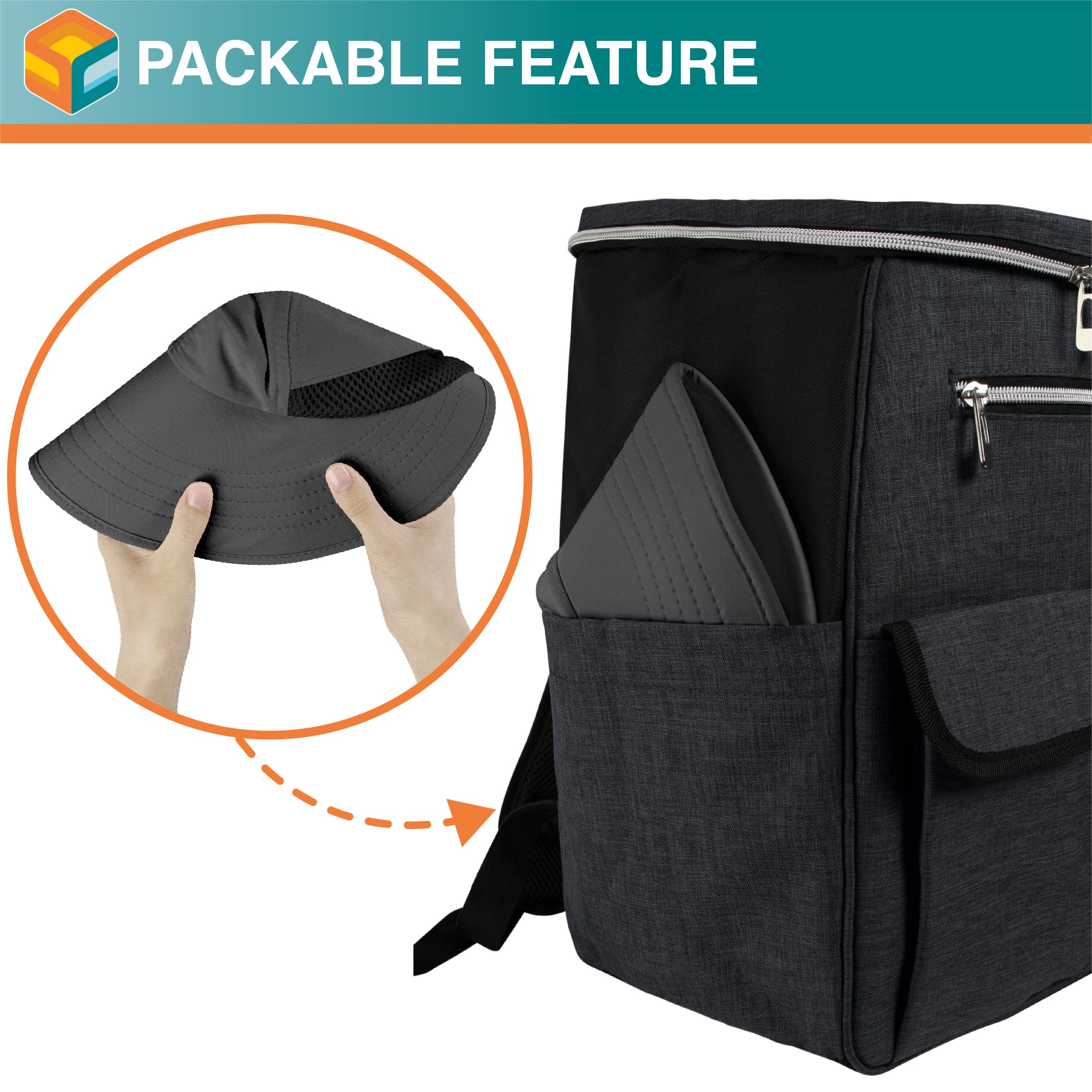 SUN CUBE breathable mesh panels enhance airflow on hot days.