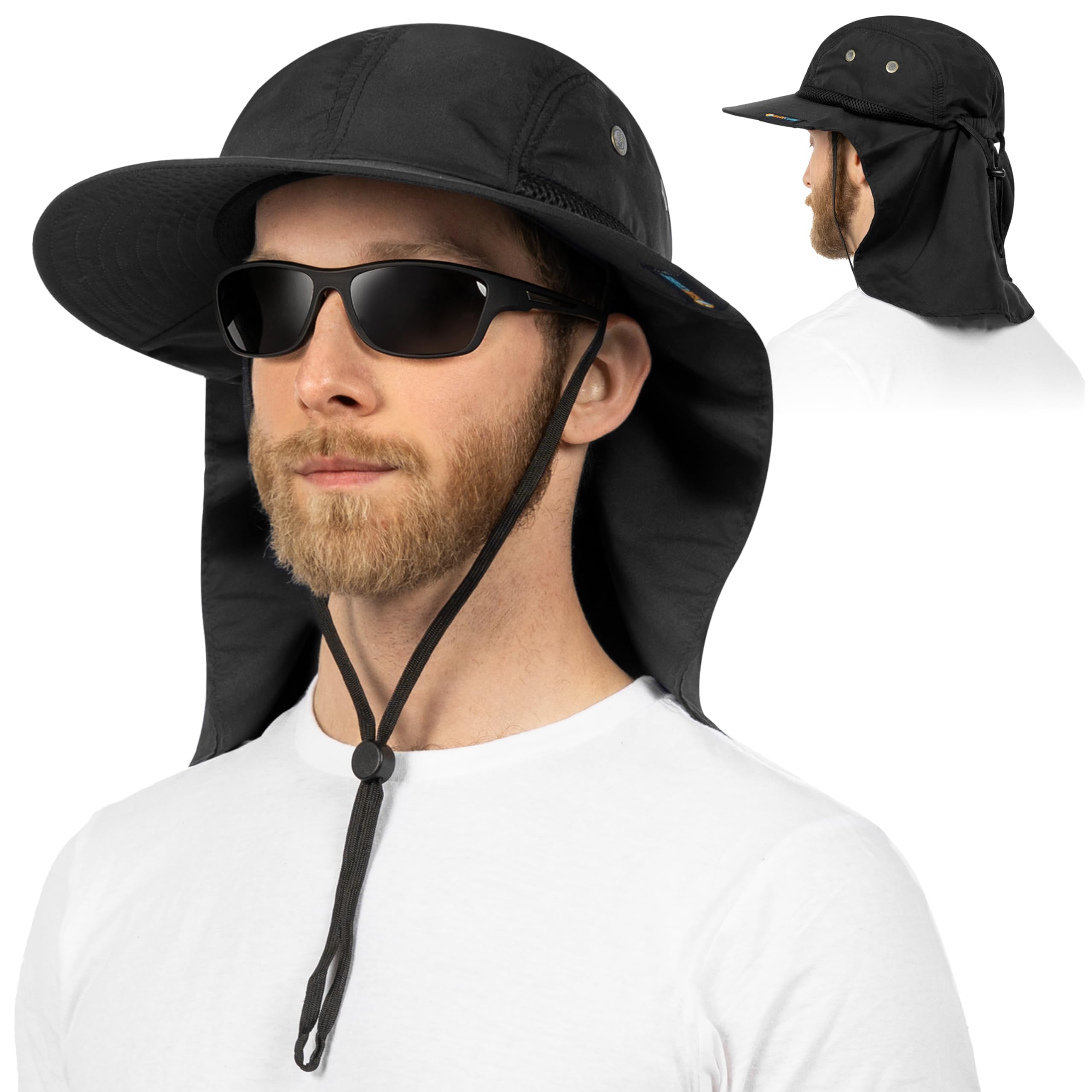 SUN CUBE Sun Hat neck flap protects neck from sun exposure.