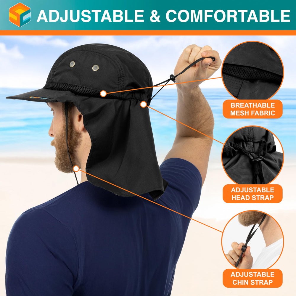 SUN CUBE Sun Hat UPF 50+ blocks UVA/UVB rays during hikes.