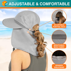 SUN CUBE wide brim hat provides extensive sun shade for face.
