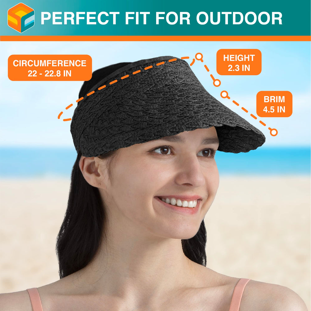 SUN CUBE black visor hat pairs with outfits for golf and pool