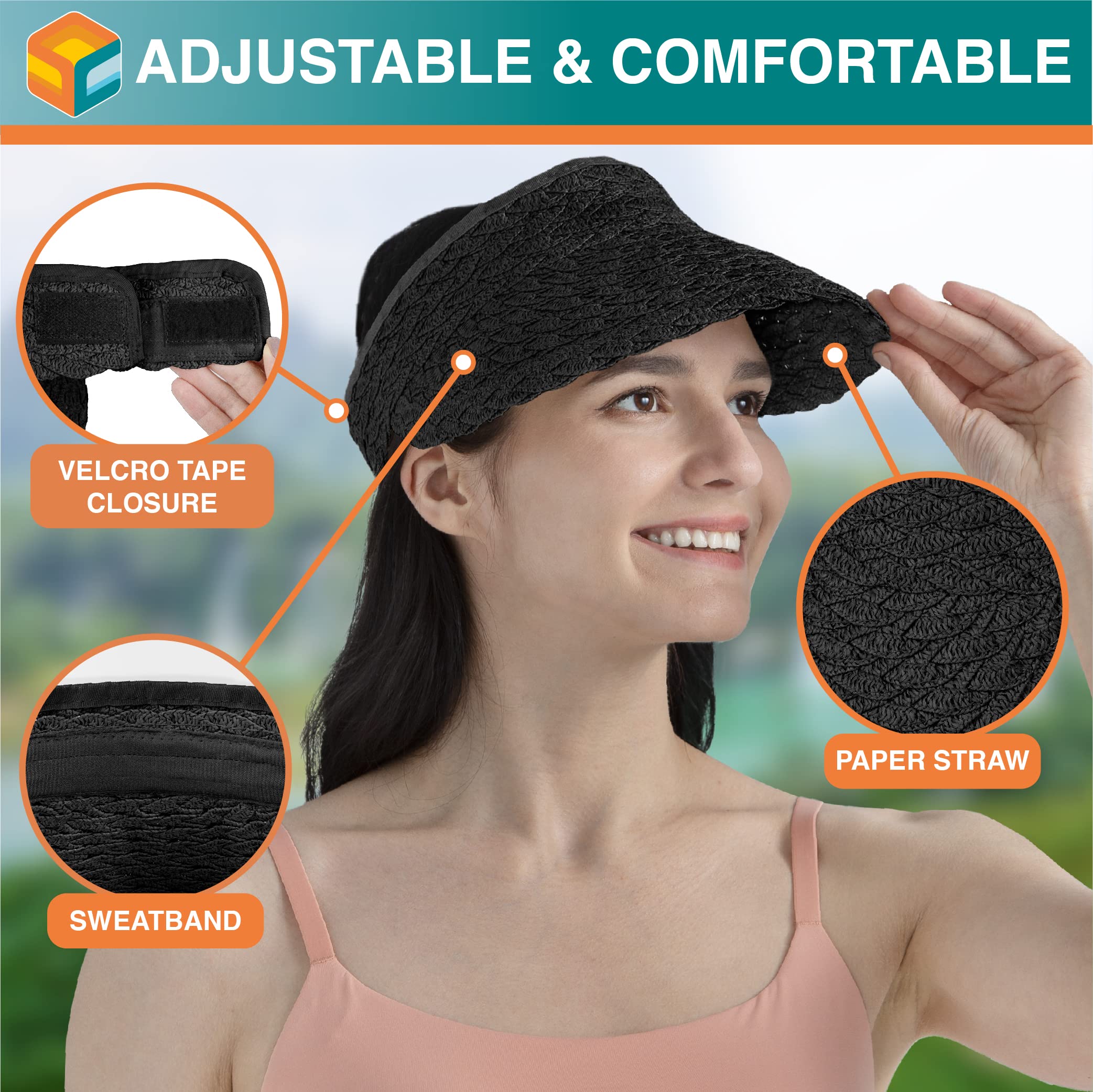 SUN CUBE foldable sun visor hat fits easily in bags