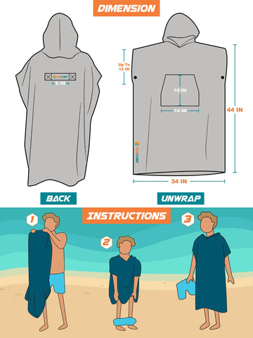 Sun Cube Surf Poncho orange-blue stripe style for beach days