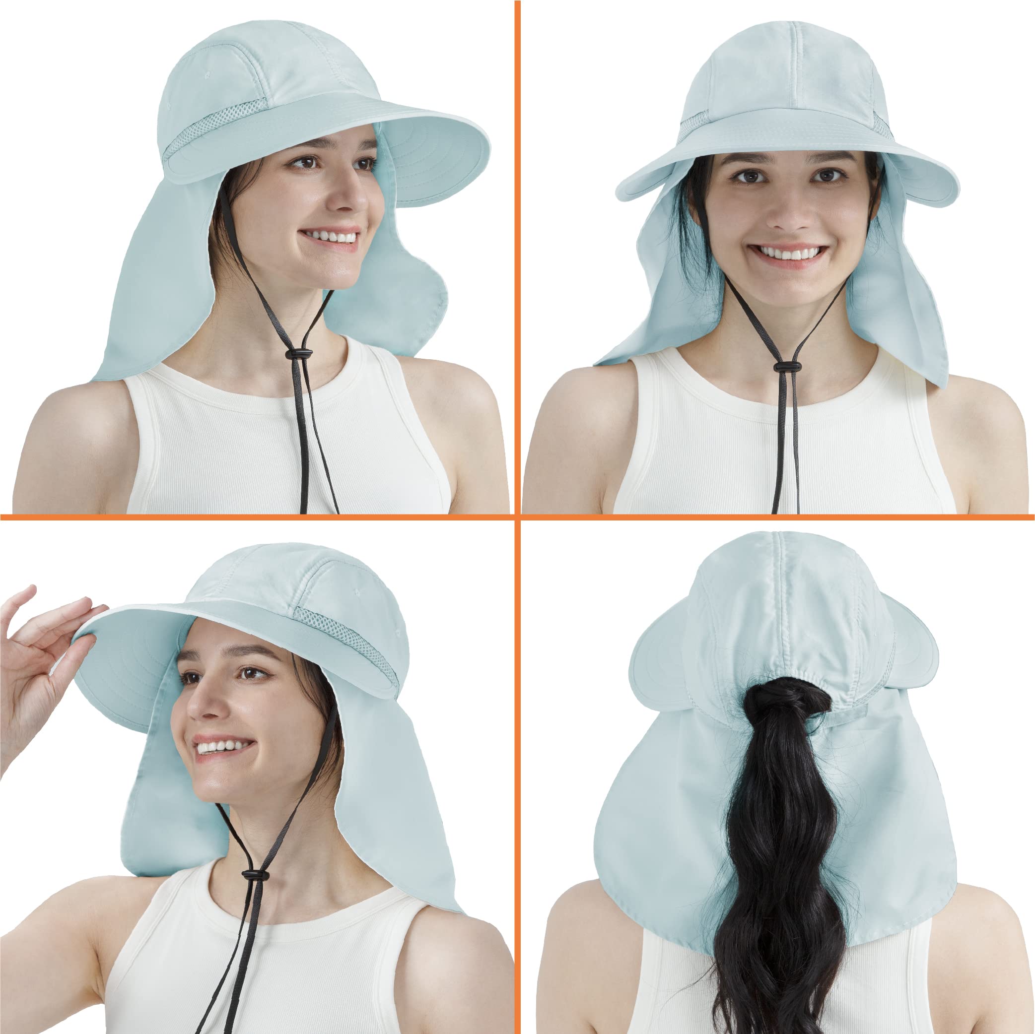 SUN CUBE adjustable chin strap ensures secure wear in windy conditions.