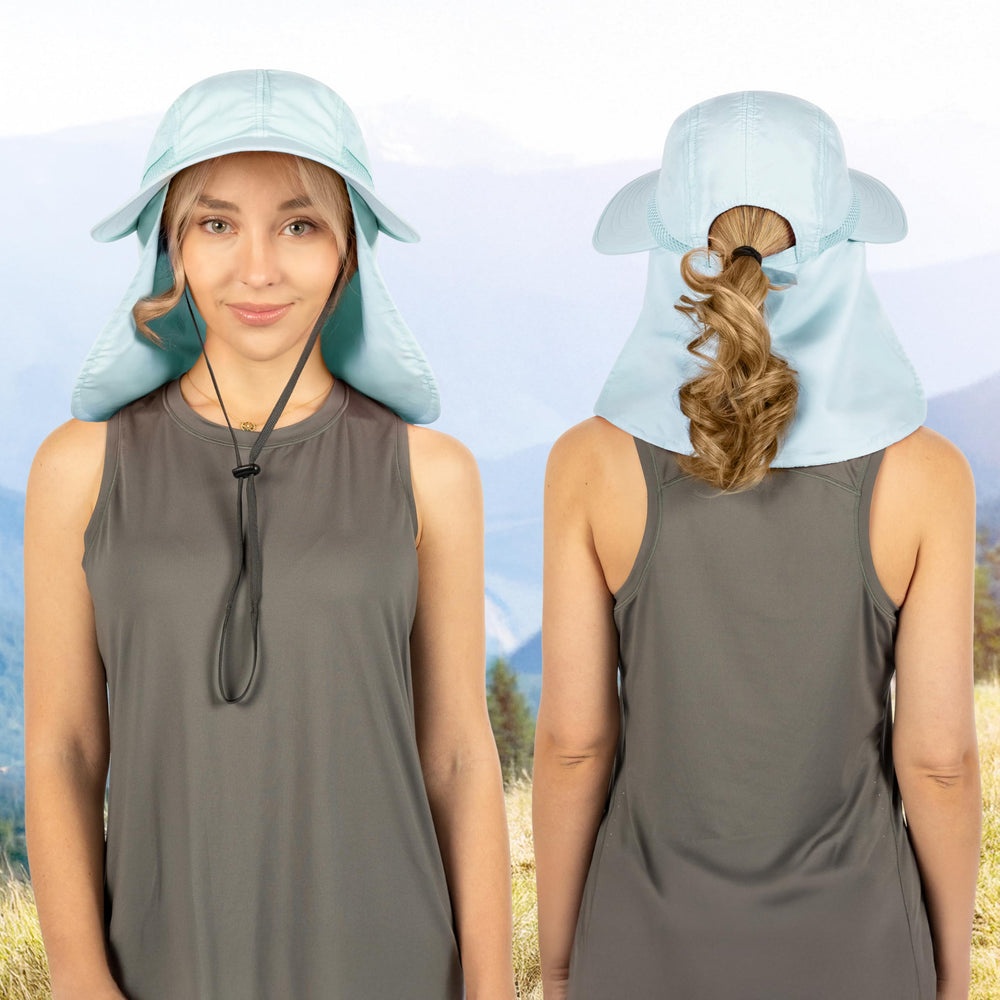 SUN CUBE UV 50+ protection keeps skin covered during hiking.
