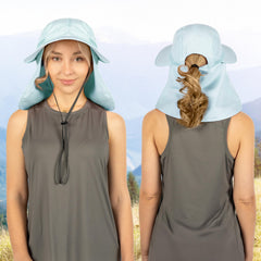 SUN CUBE UV 50+ protection keeps skin covered during hiking.