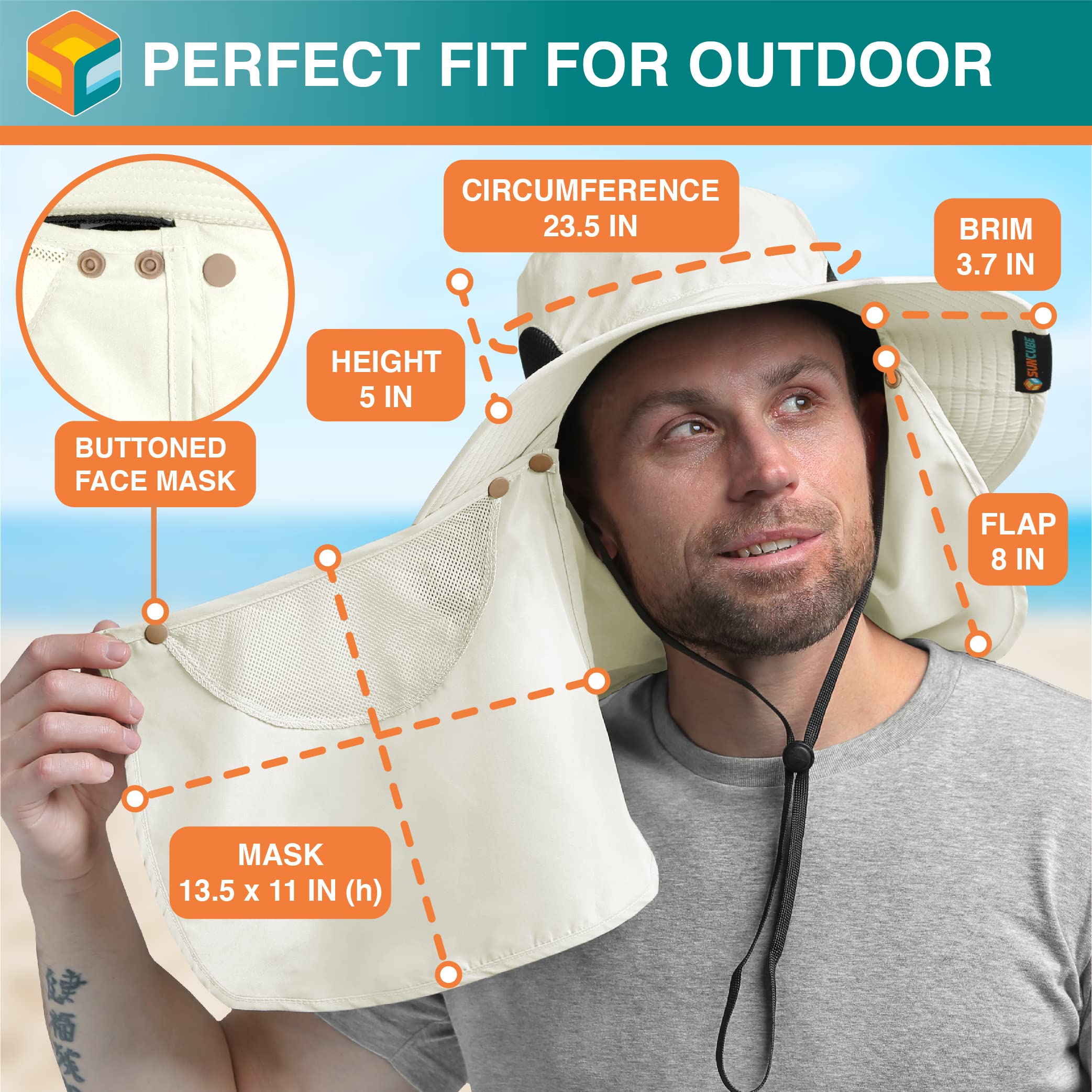 SUN CUBE removable face mask offers versatile facial coverage when needed