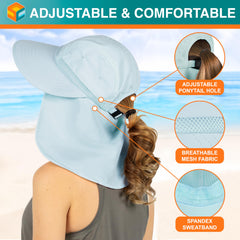SUN CUBE wide-brim design shades face and ears for hot days.