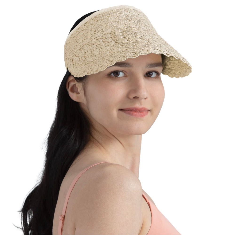 SUN CUBE women's visor hat with a wide brim for UV protection on sunny days
