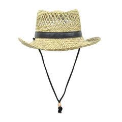 Sun and Fun straw gambler hat side profile showing breathable design.