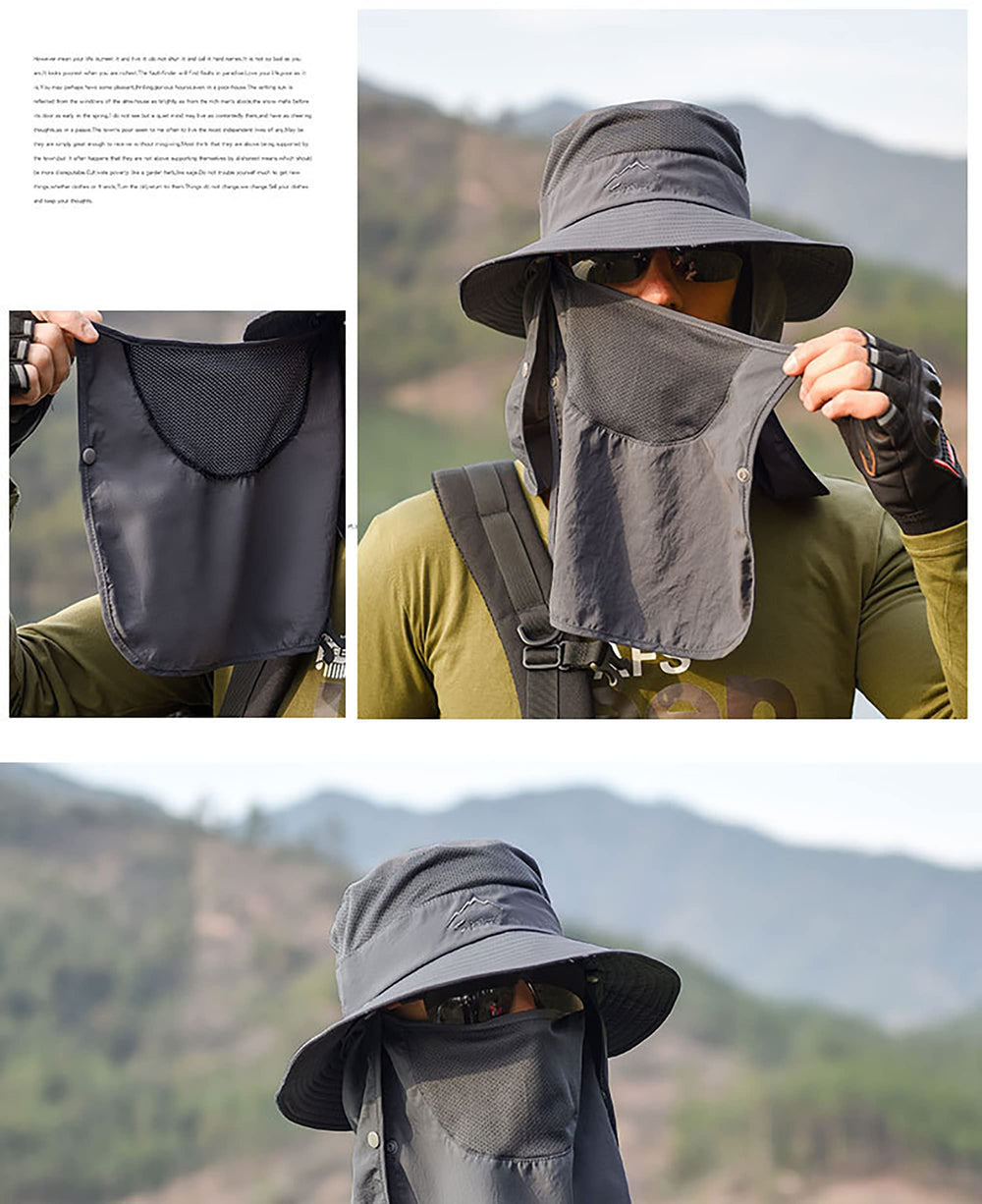 Ventilation mesh on top and neck flap for air circulation