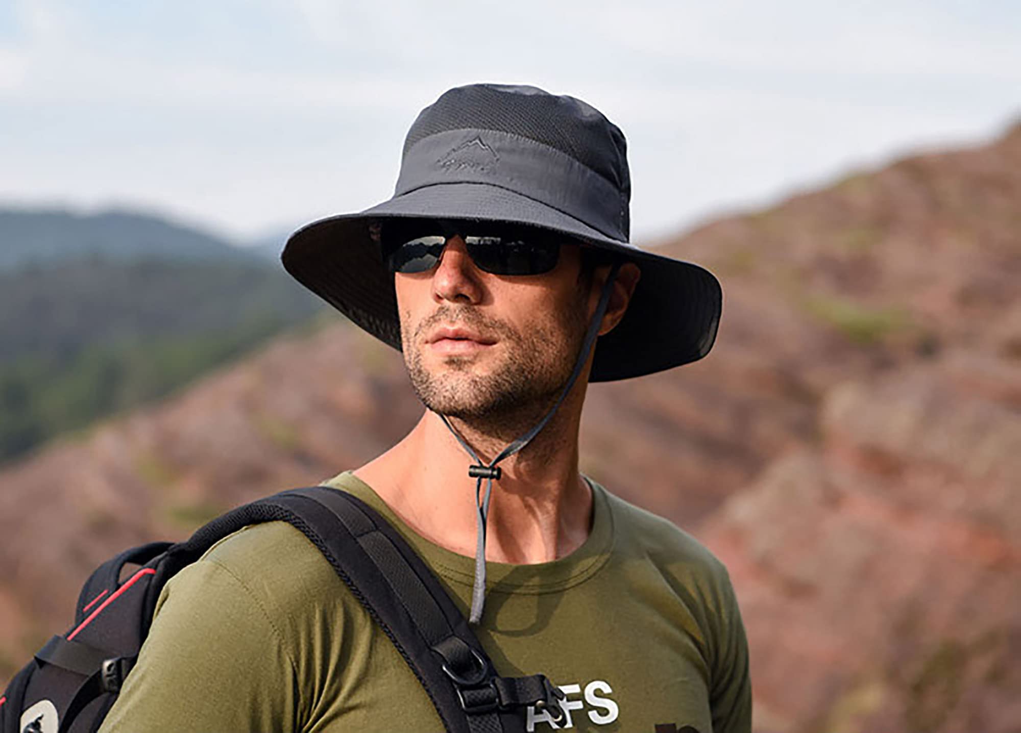 Sun hat in use during hiking and fishing