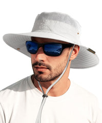 Light grey sun hat for women and men with a wide brim