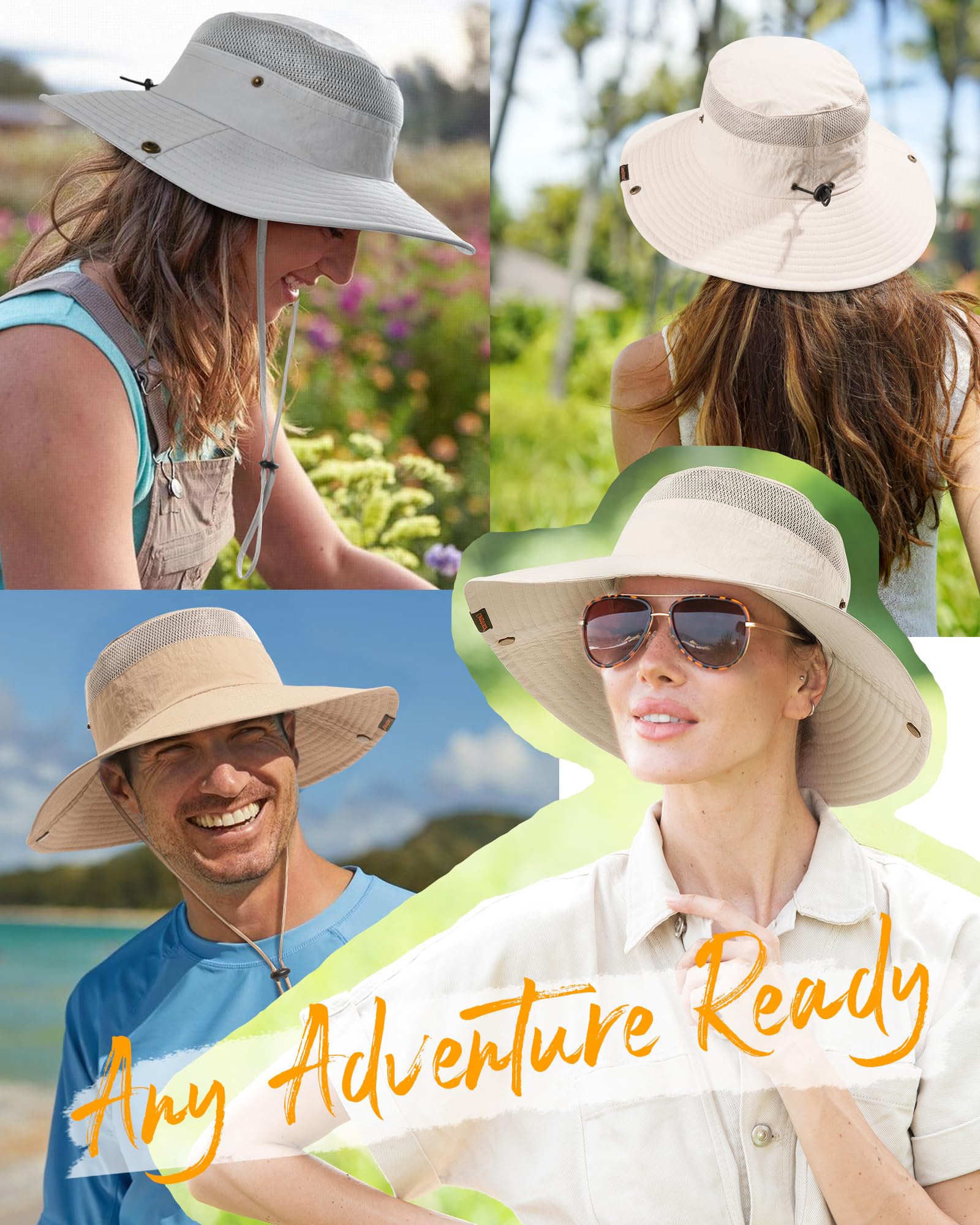Light grey UV-protection sun hat worn during hiking