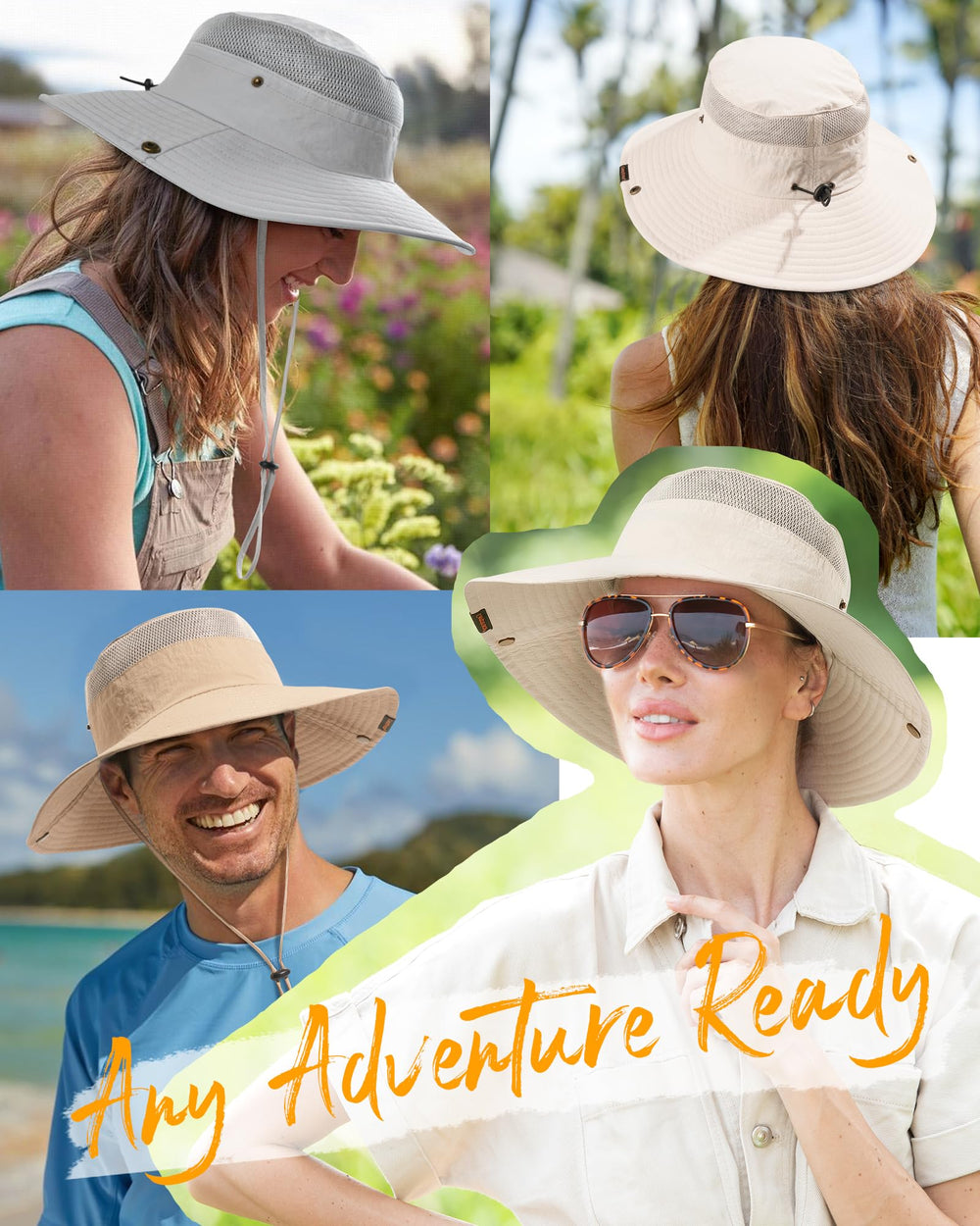 Light grey UV-protection sun hat worn during hiking