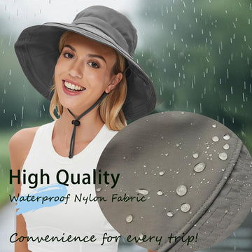 Hidden ponytail hole design on grey sun hat - back view