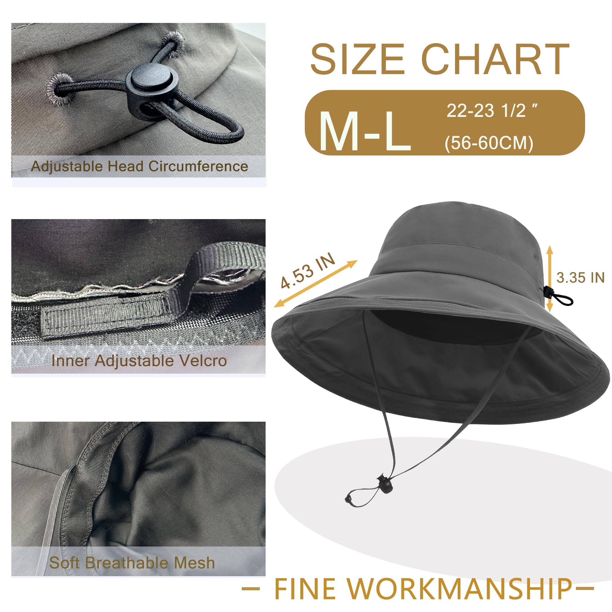 Waterproof and quick-dry grey sun hat for outdoor activities