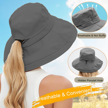 4.53 inch wide brim providing 360° UV protection in grey hat