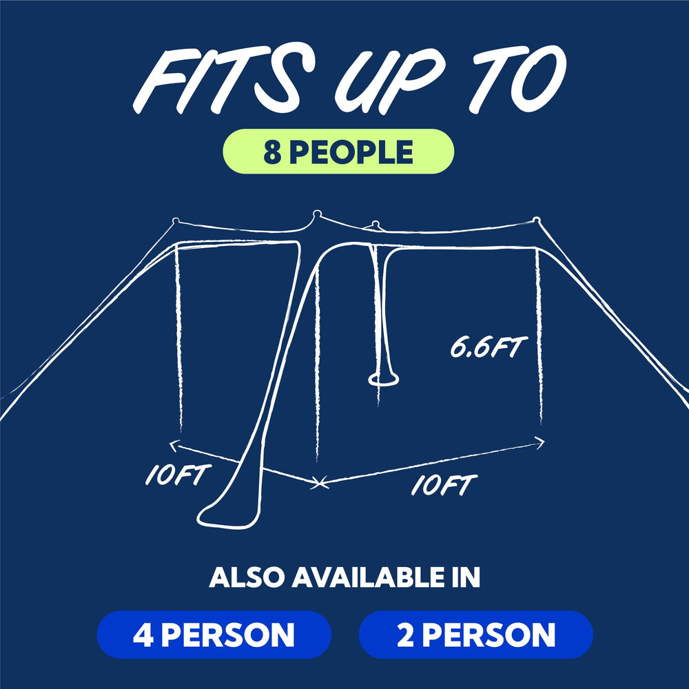 Sun Ninja 8-Person Tent accommodates larger groups for camping or backyard events.