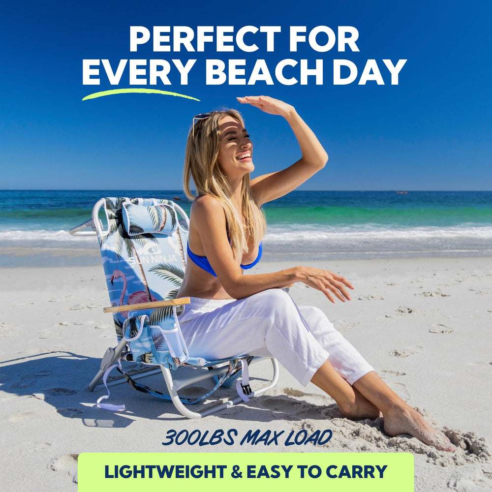 SUN NINJA Beach Chair cup holder keeps beverages steady near you