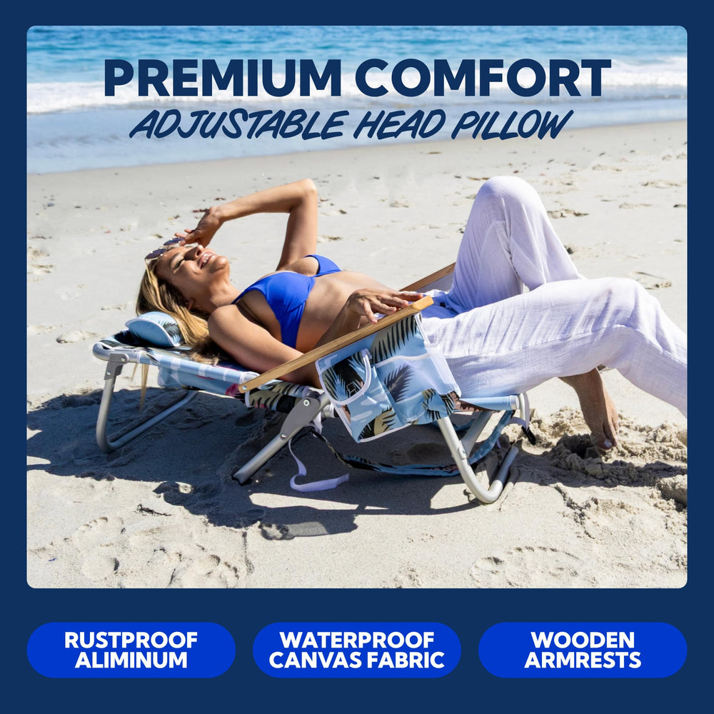 SUN NINJA Beach Chair back pouches include insulated pocket for cold drinks
