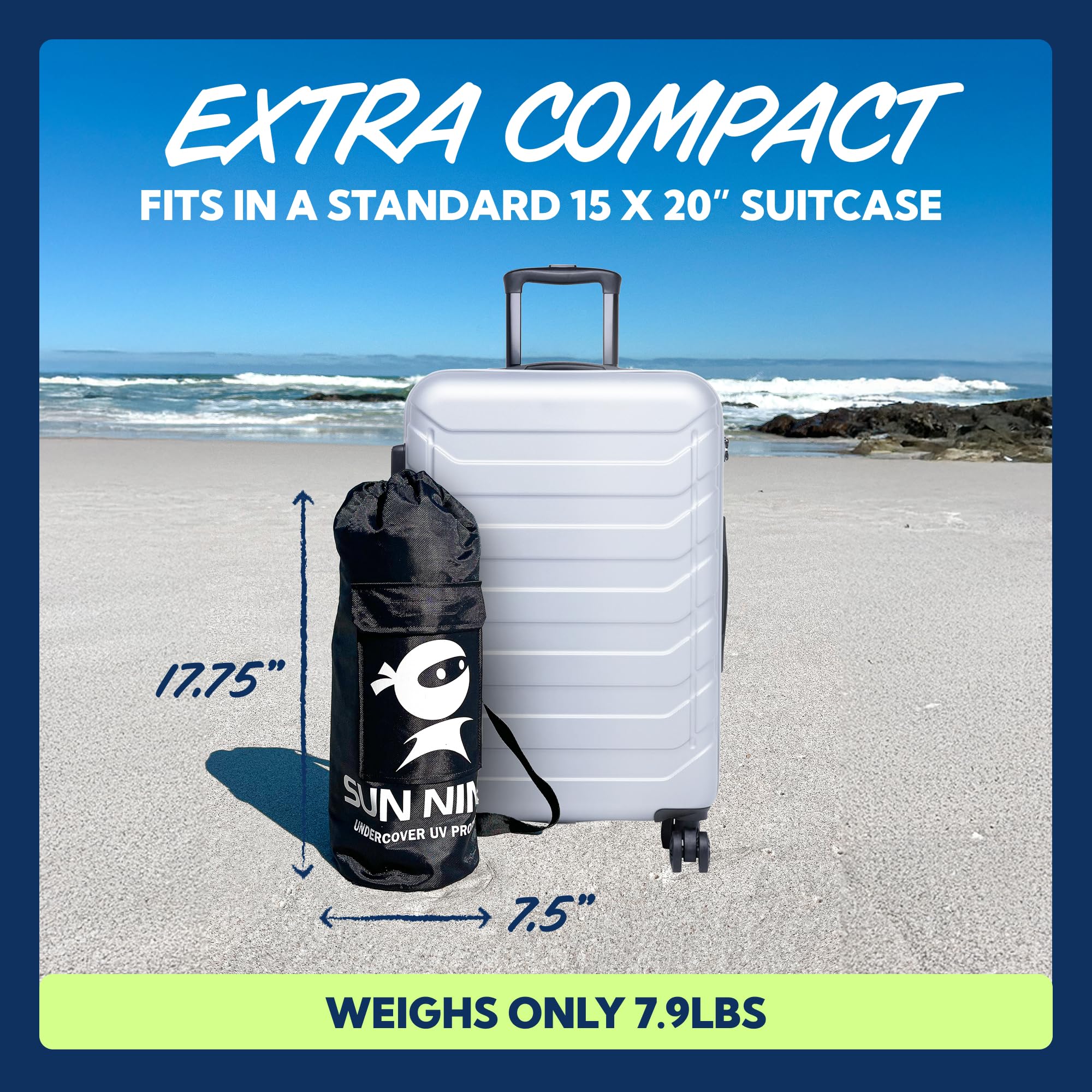 Sun Ninja Beach Tent 6-person size supports family picnics.