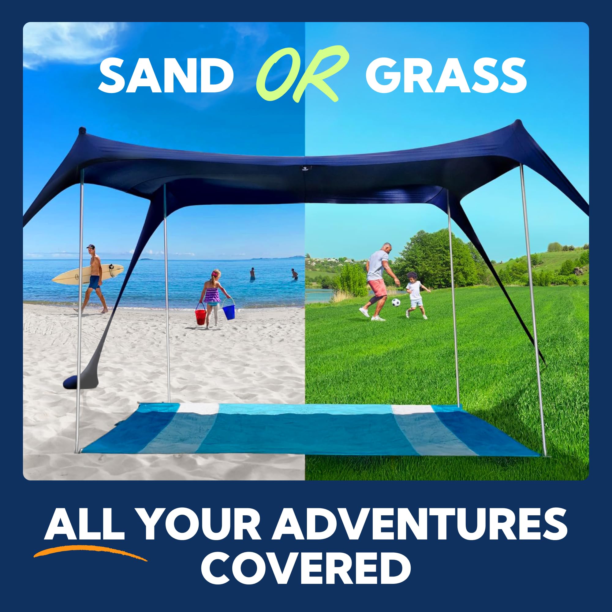 Sun Ninja Beach Tent enjoying backyard shade during relaxed family time.