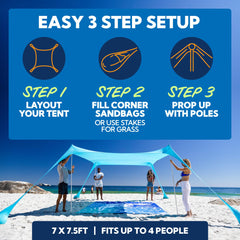 Sun Ninja Beach Tent ground pegs anchor firmly on sand or grass.