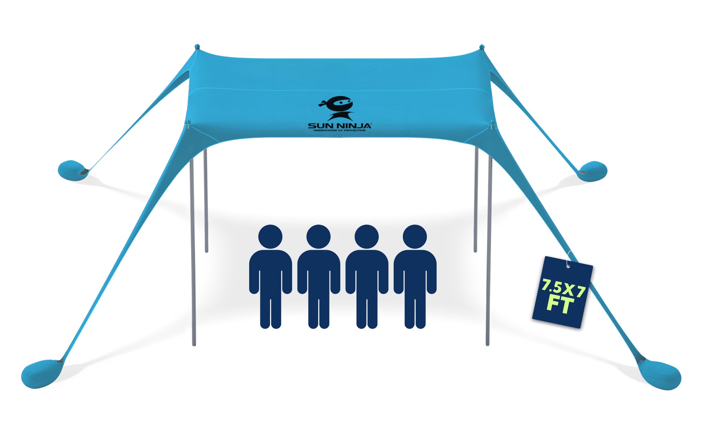 Sun Ninja Beach Tent Sun Shelter set up on the beach for quick shade.