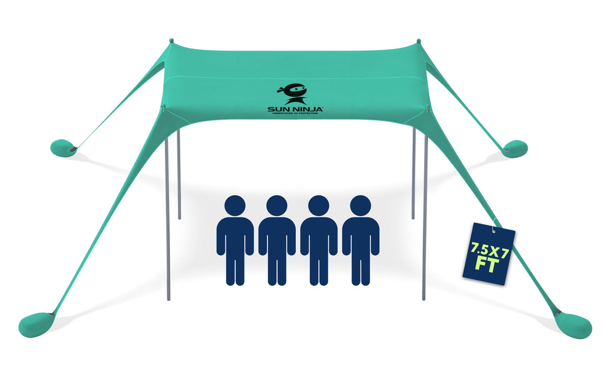 SUN NINJA pop-up beach tent sun shelter green offers roomy shade for family outings