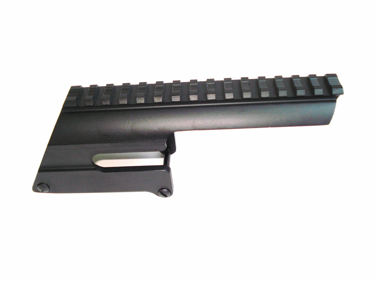 Sun Optics USA shotgun saddle mount with full-length rail for flexible optic mounting.