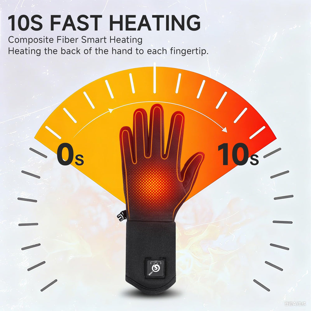 Sun Will heated glove liners battery indicator highlights battery life for reliable warmth.